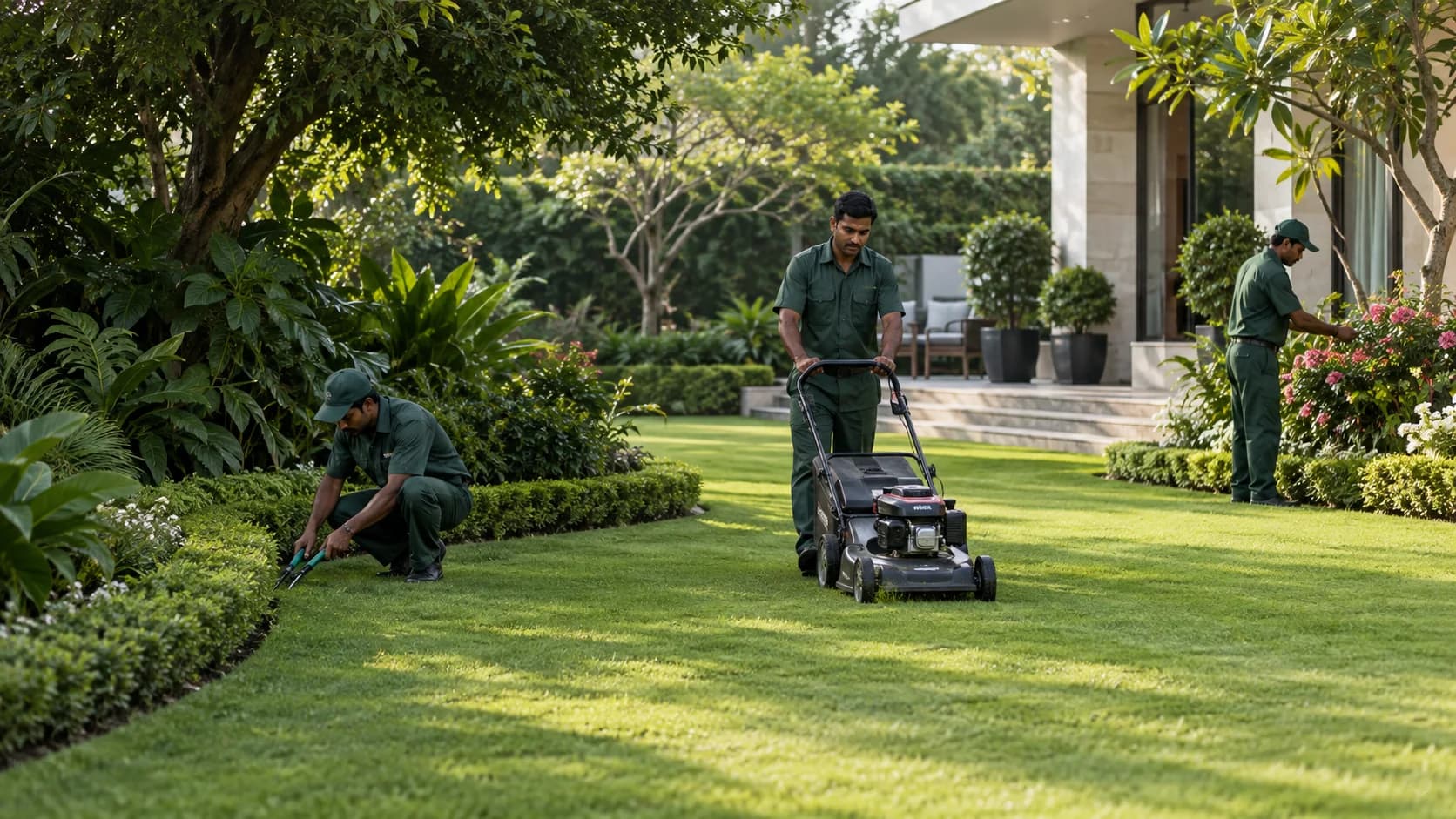 Lush professionally maintained garden
